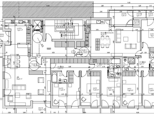 Panta do piso 3 - Fracção G e H