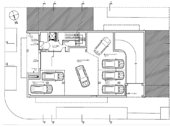 Planta piso 0 - estacionamentos frações F; G; e H